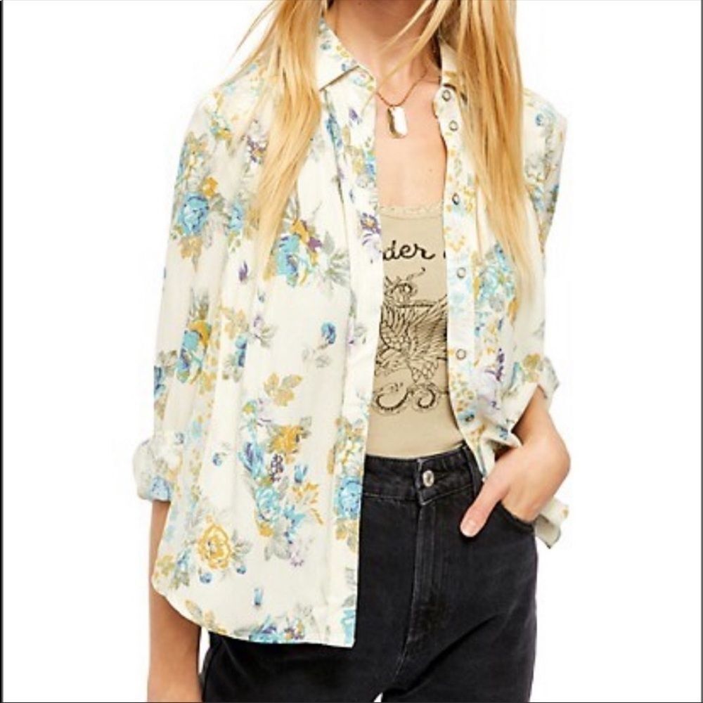 NWT Free People Hold On To Me Printed Top Size S